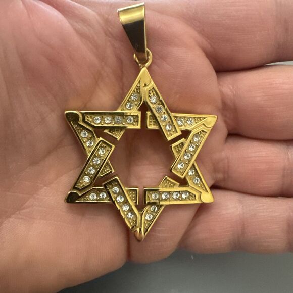 Stainless Steel Jewish Faith Star of David Necklace Bar Mitzvah Gold Religious - Picture 4 of 6